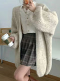 Korean Candy Color Lazy Lantern Knitted Sweater Coat Women's Autumn And Winter New Loose Soft Open-Door Sweater Top