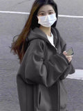 Ins Super Fire Jacket Women Autumn And Winter Oversize Hooded Thin Coat Korean Version Of The Loose Lazy Shirt Top
