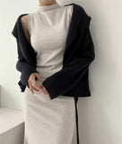 Korean Languid Hooded Knitted Cardigan Women's Autumn And Winter Short Warm Soft Glutinous Side With Loose Bat Sleeve Sweater