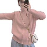 Fashion Zipper Knit Coat Top Sweater Women's Autumn And Winter New High-End Design Casual Knitting Cardigan Tide