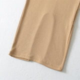 Simple High-End Temperament Half-High-Necked Mid-Sleeve Dress Woman Body Bottom After The Fork Bag Dress