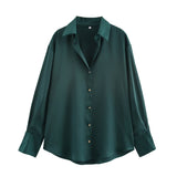 Spring New Silk Lithry Collar Solid Color Loose Shirt 2074580