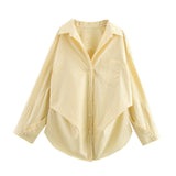 Spring 2025 New Women's Cotton Bat Sleeve Striped Clip Long Sleeve Shirt 2025458