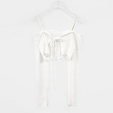 Lace Strap Sling Jacket Bow Shawl Long-Sleeved Top Short Korean Autumn New Pure Desire