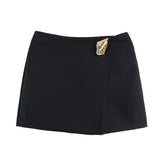 BSK&TRAF Women's Clothing 2025 Autumn New Simple Fashion Metal Buckle Asymmetric Skirts 1971240