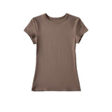 Spice Girls Base Shoulder Short-Sleeved T-Shirts Summer New Elastic Slimming Bottom Short-Sleeved Top