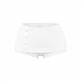 Pure-Style Sexy Hottie Set Spring Warehouse Round Collar Buckle Long-Sleeved T-Shirt Low-Waisted Hip Shorts Skirt Girl