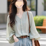 French Temperament Long-Sleeved Shirt Women 2025 New Unique Design Sense Fashion Temperament Loose Summer Women's Clothing