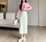 French Cank Open Knitted Half Dress Women's Autumn And Winter High-Waisted Hip Straight Skirts In The Long Thin A-Word Skirt