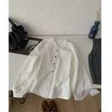 Double-Door Long-Sleeved Shirt Top 2025 New Loose Shirt Temperament Elegant Ginger Yellow Shirt