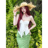 Holiday Storm Dots Hip Skirt Bra Slings Vest Women Summer Skirt Two Sets Of Hot Girls Sexy