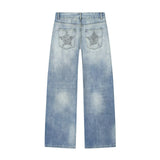 BSK&TRAF Women's Summer 2026 Summer New Low-Rise Wide-Legged Star-Brilled Jeans 4730012