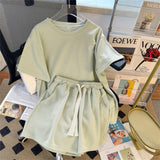 Summer Shorts Set Two Sets Of Leisure Sports Suit Women's Summer Loose Can Go Out Shopping White And Thin
