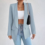 Explosion Women's Casual Fashion Loose Solid Color Temperament Commuting Collar Jacket Suit Spring And Autumn Coat
