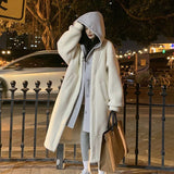 Autumn And Winter New Long-Caped Lamb Wool Coat Women With Loose Plus Velvet Coat Korean Lamb Coat
