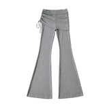 Spice Girls Summer New Side Draw Rope Hanging Yoga Trousers Low Waist Slim Slim Thin Trumpet Trousers