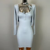 Spring And Summer New Pure Want To Show The Figure Button-Buttoned Sling Dress + Cardigan Long Sleeve Slim Two Sets Ins