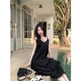 Sweet Age-Down White Sling Dress Women's Summer Holiday Small Loose Cake Long Skirt