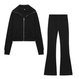 Clip Long Sleeve Zipper Gripping Jacket 4174816 High-Waisted Elastic Trousers 4174817 Set