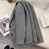 Grey Blazer Women 2026 New Autumn And Winter Leisure Free Riding Loose Retro Commuter Leisure Blouse