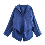Spring 2025 New Women's Cotton Bat Sleeve Striped Clip Long Sleeve Shirt 2025458