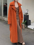 Orange Long Sweater Coat Women's Autumn And Winter New Temperament Thick Lazy Loose Knitting Shirt
