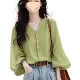 French Temperament Long-Sleeved Shirt Women 2025 New Unique Design Sense Fashion Temperament Loose Summer Women's Clothing