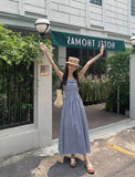 Lattice Bra Dress A Word Shoulder Dress Women's Summer French Temperament Design Feel Waist Seaside Holiday Long Skirt