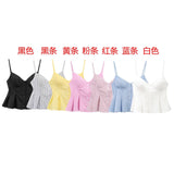 V-Neck Slings Sexy Dew Single-Dripple Broad-Folded Skirt-Up Short-Form Women's Vest 2178083