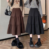 Vintage Cake Half-Dress Women 2026 Spring And Autumn New High-Waist Thin Splicing A Word Long Skirt Small