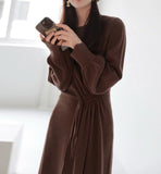 Autumn And Winter French Retro Knitted Dress Female New Fashion Temperament To Show Thin Long Bottom Sweater Skirt