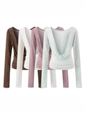 Pure Hot Girl Hanging Neck With Chest Cushion Small Vest Temperament Outside Swing Long Sleeve Hood T-Shirt Hottie Two Sets Of Women