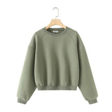Velvet Round Collar Long Sleeve Sweater 8417800 Straight High-Waisted Elastic Velvet Casual Trousers 8417801