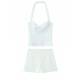 Spring New Wave Point Hanging Neck Top 2732045 High-Waisted Shorts 4661436
