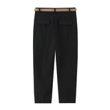 BSK&TRAF Women's Clothing 2025 Summer Casual Four-Color Belt Folding Trousers 9929022 High Waist Thin