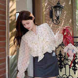 2025 French Lotus Edges Wave Dot Shirt Women Autumn Design Strap Loose Chic Top Elegant High Sense