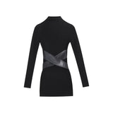 French Black High-Collar Bottom With A Dress Dress Woman 2025 Autumn And Winter Temperament Slim Pocket-Butty Skirt