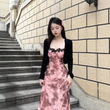 Hottie Sexy Sling Dress Pure Lust Lace Temperament To Close The Waist Thin Holiday Dress + Sunscreen