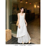 French Sense Irregular Splicing Vest Dress Women's Holiday Style A Word Long Dress