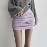 White Pure Lust Wind Tight Belt Folding Bag Hip Skirt South Korea's New Tight Slim Short Skirt Sexy Hot Girl Summer Autumn