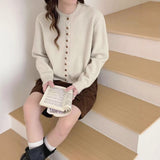 Autumn And Winter New Small Fragrant Wind Collar Showing Thin Soft Long Sleeve Top Casual Set Loose Multi-Buckle Knitting Top Tide