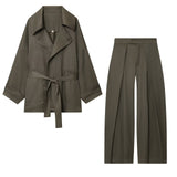 Autumn New Belt Escape Coat 613624473 Folding Trousers 613624573