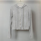 Two Sets Of Hooded Zippered Sweating Long Sleeves Short Top + Bra Vest South Korea Tight Thin New Autumn