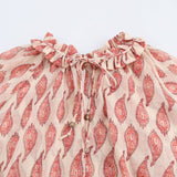 Spring New Lace Printing Loose Wood Ear Trim Shirt