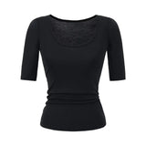 Pure Hottie Temperament Shoulder-To-Shoulder T-Shirt T-Shirt Girl Summer New Slimming Inside The Hot Girl Short-Sleeved Top