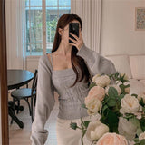 Autumn And Winter New Temperament Repair Knitted Sling Sling Vest + Korean Long Sleeve Open-Shirt Show Two Sets Of Women