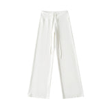 Korean Small Man Standing Thin Hooded Zipper Coat + Loose Feeling Loose Draw Rope Broad Leg Trousers Two Sets Of Women