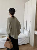 Korean Version Of The Design Sense Of Irregular Bat Sleeve Knit Shirt Girls Autumn Winter New Loose Thin Lazy Jacket Sweater