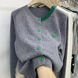 Autumn And Winter New Korean Version Of Love Color Patch Loose Bottom Long-Sleeved Knitted Shirt Shirt Women's Clothing