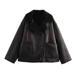 BSK&TRAF Women's Clothing 2025 New Fashion Fur Collar Coat 3548241